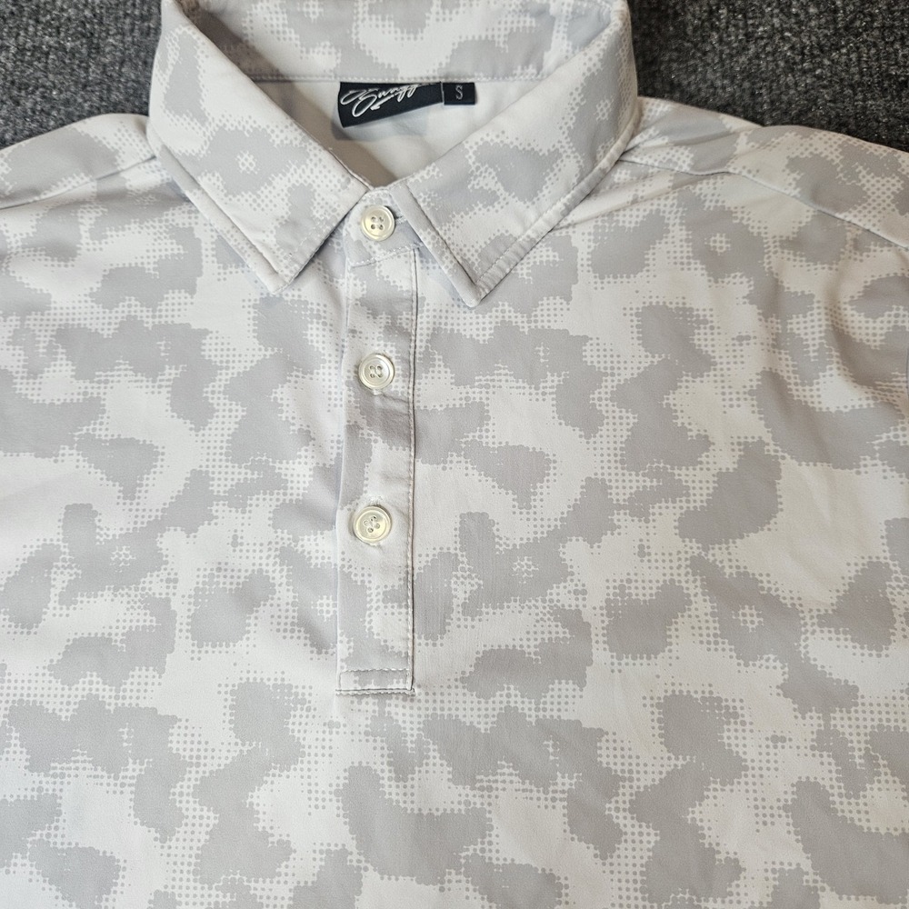 Sunday Swagger Mens Polo Golf Shirt Size Small Gray Digital Camo Print Sporty